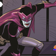 A vampire decked out in a superhero costume, including domino mask and cape, bares his fangs at an unseen foe.